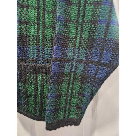 Vintage Tally-Ho Green Blue Plaid Cardigan Sweater Acrylic Size PP S 0-2 - Picture 10 of 15